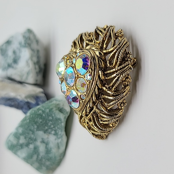 Exquisite! Vintage Accessocraft Circa 1950-60's Aurora Borealis Heart Brooch! - Picture 8 of 12